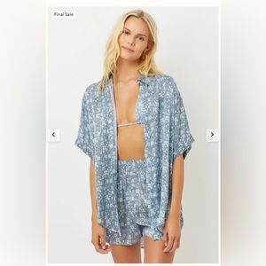 Frankie’s Bikinis Fifi Silk Button Up Shirt - Springtime - S